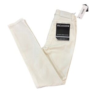 REASON Premium Denim Womens 7 White Skinny Jeans Stretch‎ Denim NEW